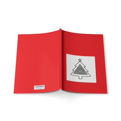Christmas Tree Doodle A5 Notebook — Red Softcover Holiday Journal