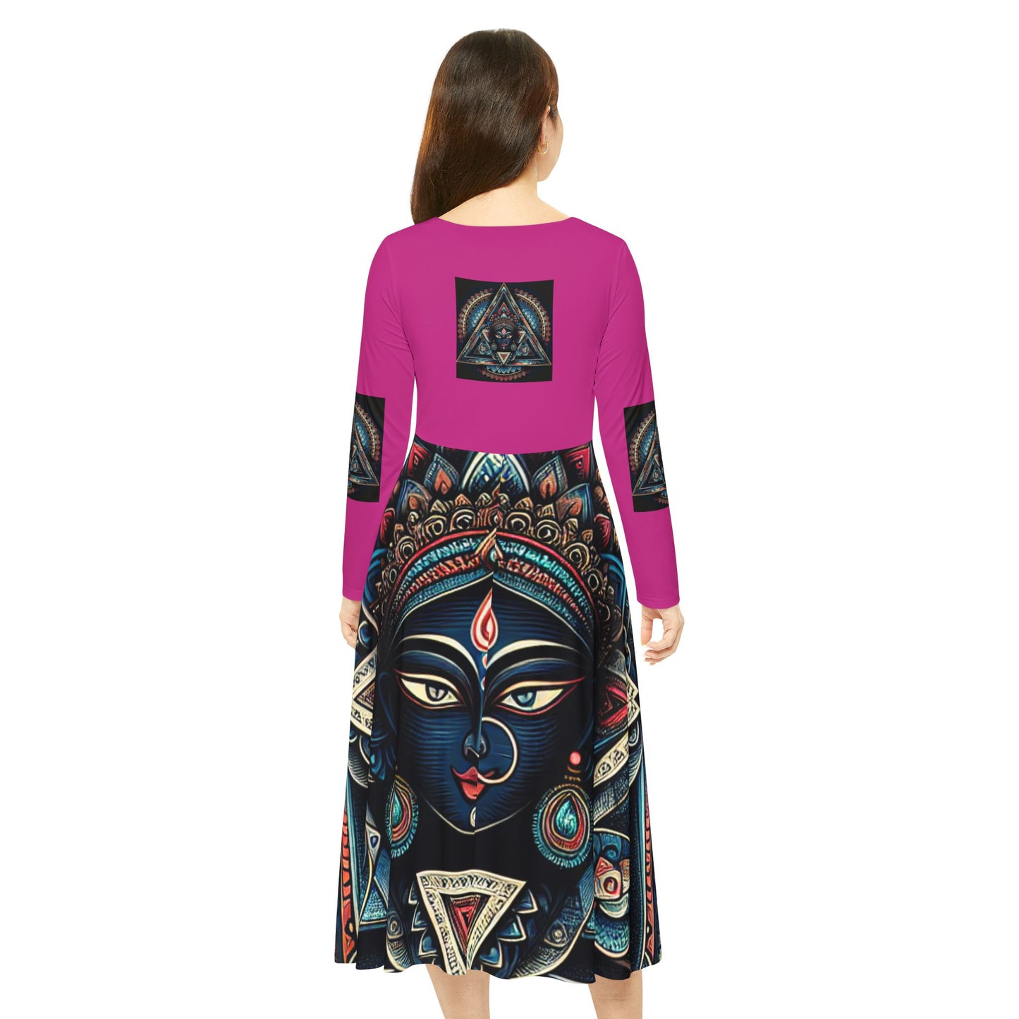 Bohemian Long Sleeve Dance Dress | Vibrant Goddess Dress, Festival Outfit, Art-Inspired Fashion, Perfect for Parties, Occasions