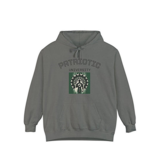 Patriotic Garment-Dyed Hoodie, Casual Sweatshirt, College Spirit Wear, Unisex Apparel, Comfortable Layering, Gift for Students