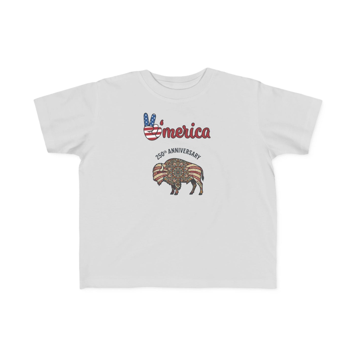 'Merica Bison Toddler Tee — Patriotic 4th of July Baby Shirt