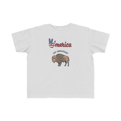 'Merica Bison Toddler Tee — Patriotic 4th of July Baby Shirt