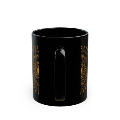 Bohemian Mandala Black Mug - 11oz & 15oz Coffee Cup for Home & Office
