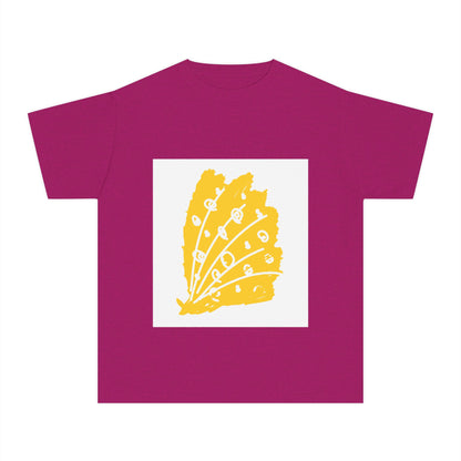 Sunny Leaf Youth Tee, Casual Summer T-Shirt, Nature Inspired Youth Shirt, Gifts for Kids, Eco-Friendly Apparel