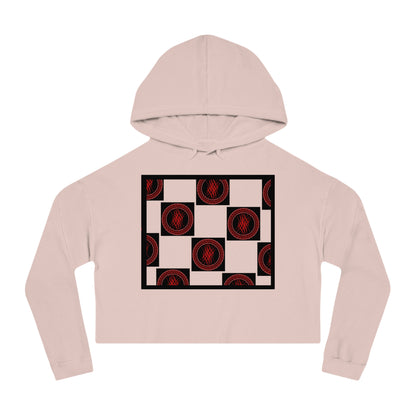 Chic Women's Cropped Hoodie with Abstract Red Design, Stylish Streetwear, Trendy Layering Piece, Perfect Gift for Her, Cozy Casual Wear