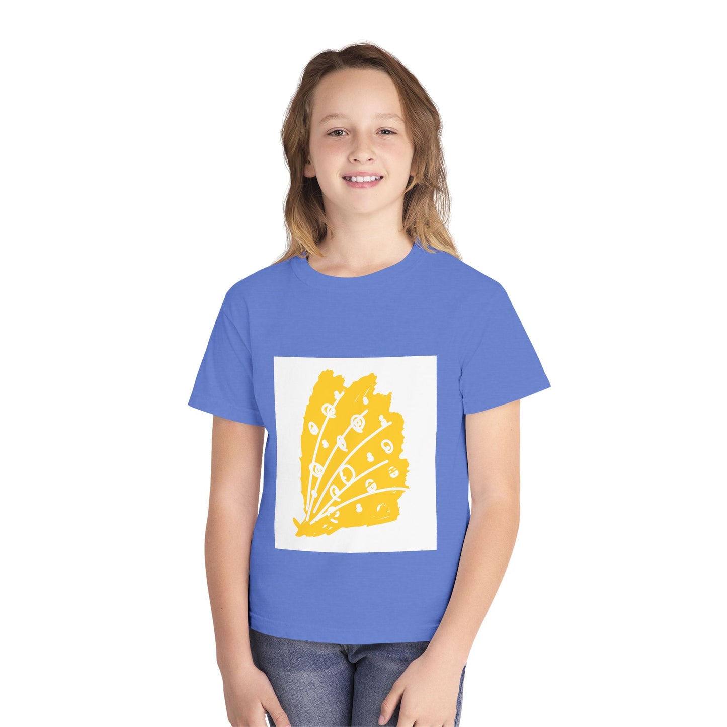 Sunny Leaf Youth Tee, Casual Summer T-Shirt, Nature Inspired Youth Shirt, Gifts for Kids, Eco-Friendly Apparel
