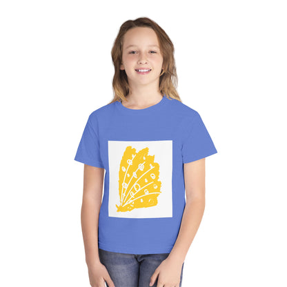 Sunny Leaf Youth Tee, Casual Summer T-Shirt, Nature Inspired Youth Shirt, Gifts for Kids, Eco-Friendly Apparel