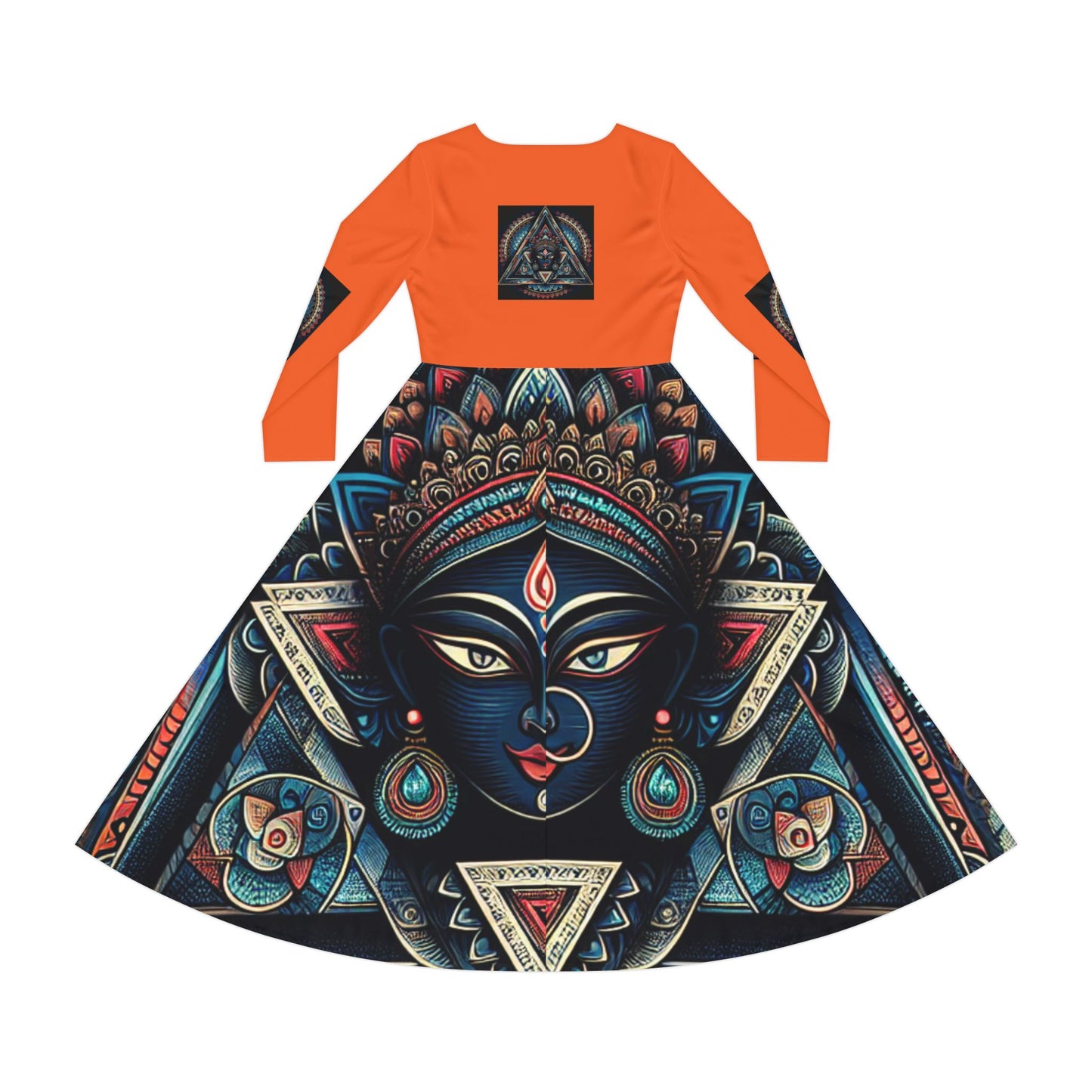 Bohemian Long Sleeve Dance Dress | Vibrant Goddess Dress, Festival Outfit, Art-Inspired Fashion, Perfect for Parties, Occasions