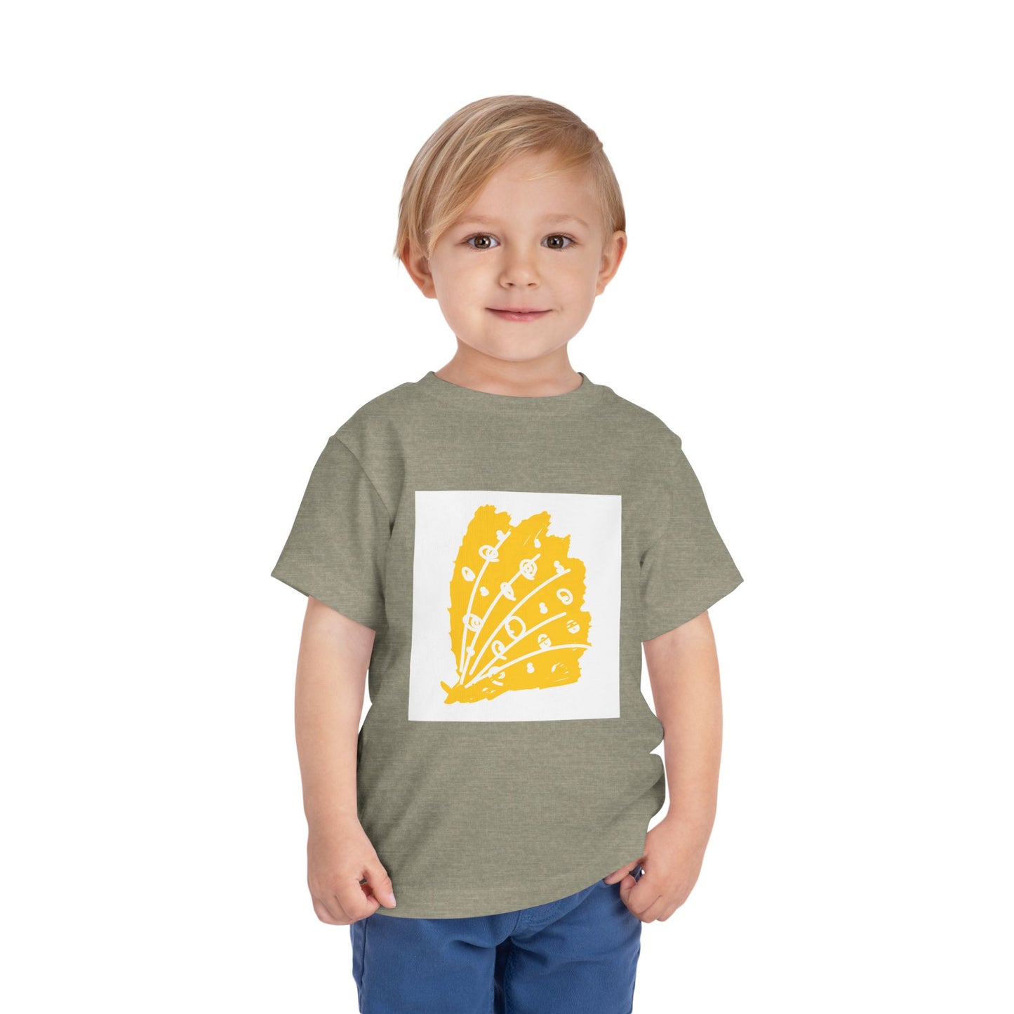 Sunny Leaf Toddler Tee, Cute Kid's Shirt, Summer Outfit, Nature Inspired Tee, Gift for Toddlers, Playtime Clothing, Eco-Friendly Tee
