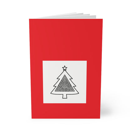 Christmas Tree Doodle A5 Notebook — Red Softcover Holiday Journal