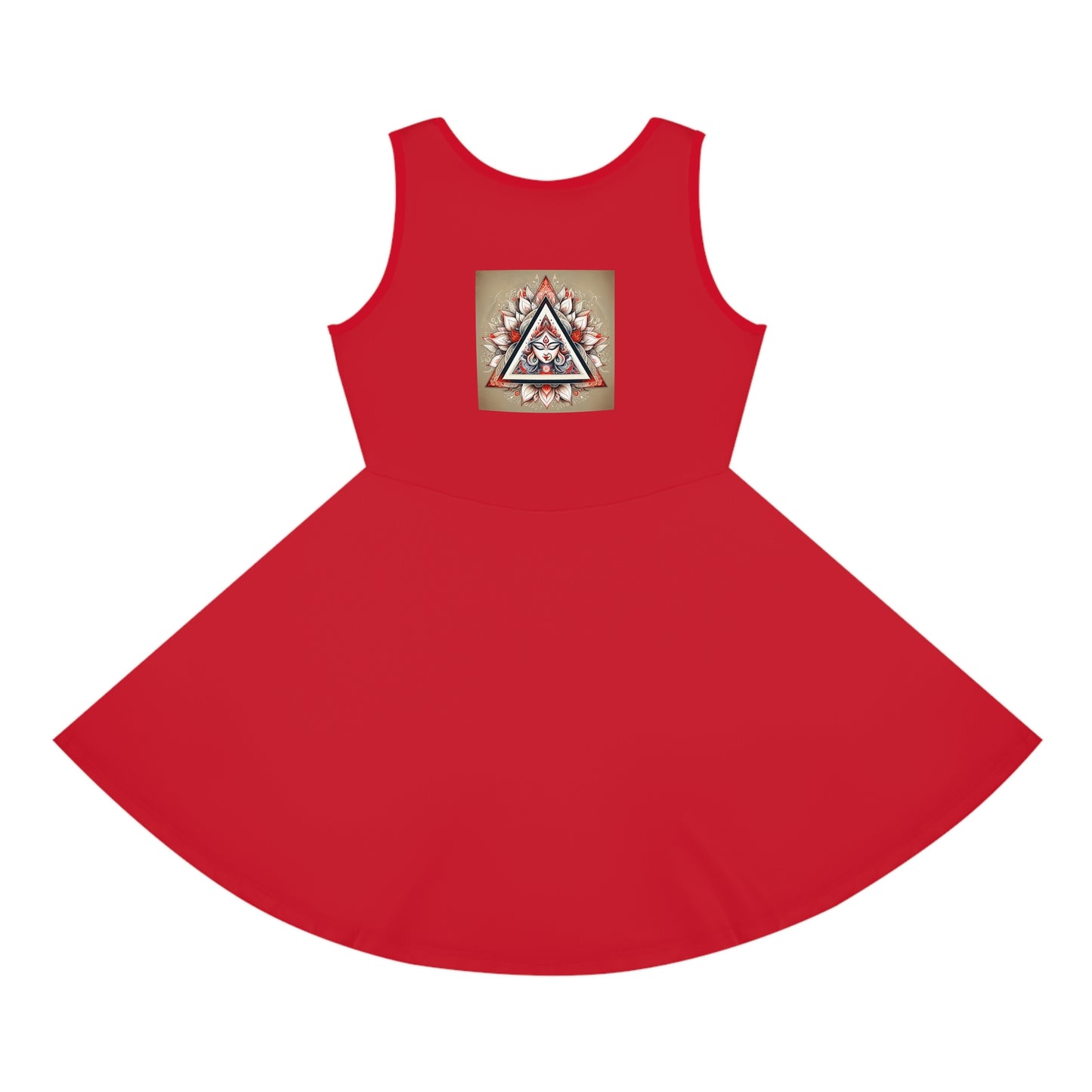 Vibrant Girls' Sleeveless Sundress with Geometric Design, Summer Dress, Party Wear, Floral Dress, Beach Outfit, Kids Fashion