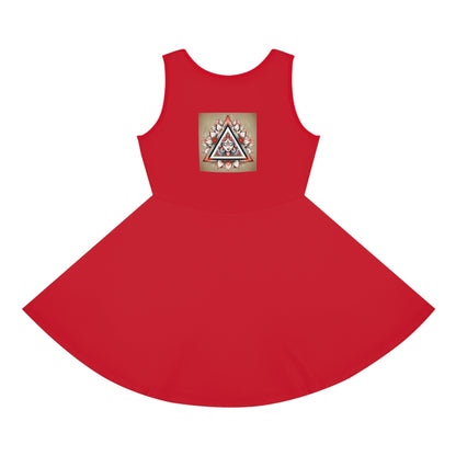 Vibrant Girls' Sleeveless Sundress with Geometric Design, Summer Dress, Party Wear, Floral Dress, Beach Outfit, Kids Fashion