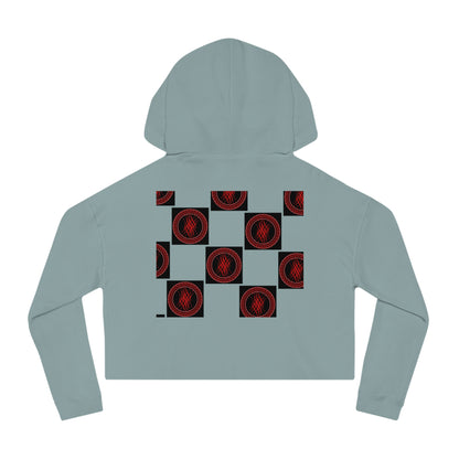Chic Women's Cropped Hoodie with Abstract Red Design, Stylish Streetwear, Trendy Layering Piece, Perfect Gift for Her, Cozy Casual Wear