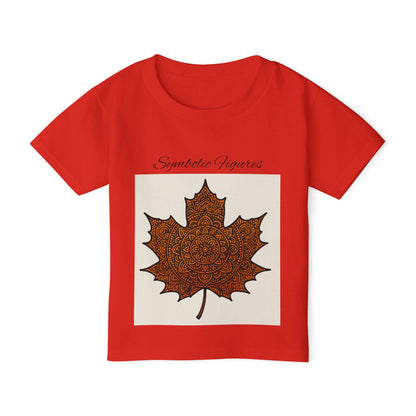 Artistic Maple Leaf Toddler T-shirt, Unique Kids Tee, Nature-Inspired Shirt, Fall Dress-Up, Eco-Friendly Baby Clothes
