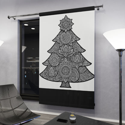 Holiday Curtain Panel — Red Mandala Christmas Tree Window Curtain