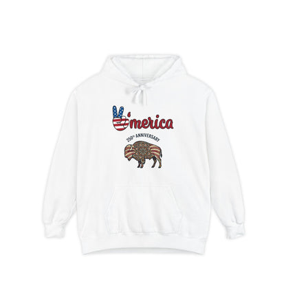 'Merica Peace Sign Hoodie — 250th Anniversary American Flag Bison