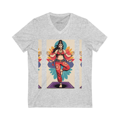 Colorful V-Neck Tee | Artistic T-Shirt, Unique Graphic Top, Casual Wear, Gift for Art Lovers, Summer Fashion