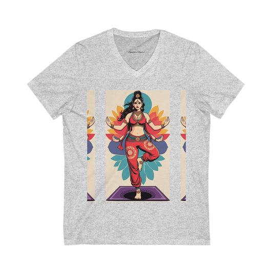 Colorful V-Neck Tee | Artistic T-Shirt, Unique Graphic Top, Casual Wear, Gift for Art Lovers, Summer Fashion