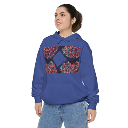 Garment-Dyed Mandala Hoodie - Cozy Floral Art Sweatshirt