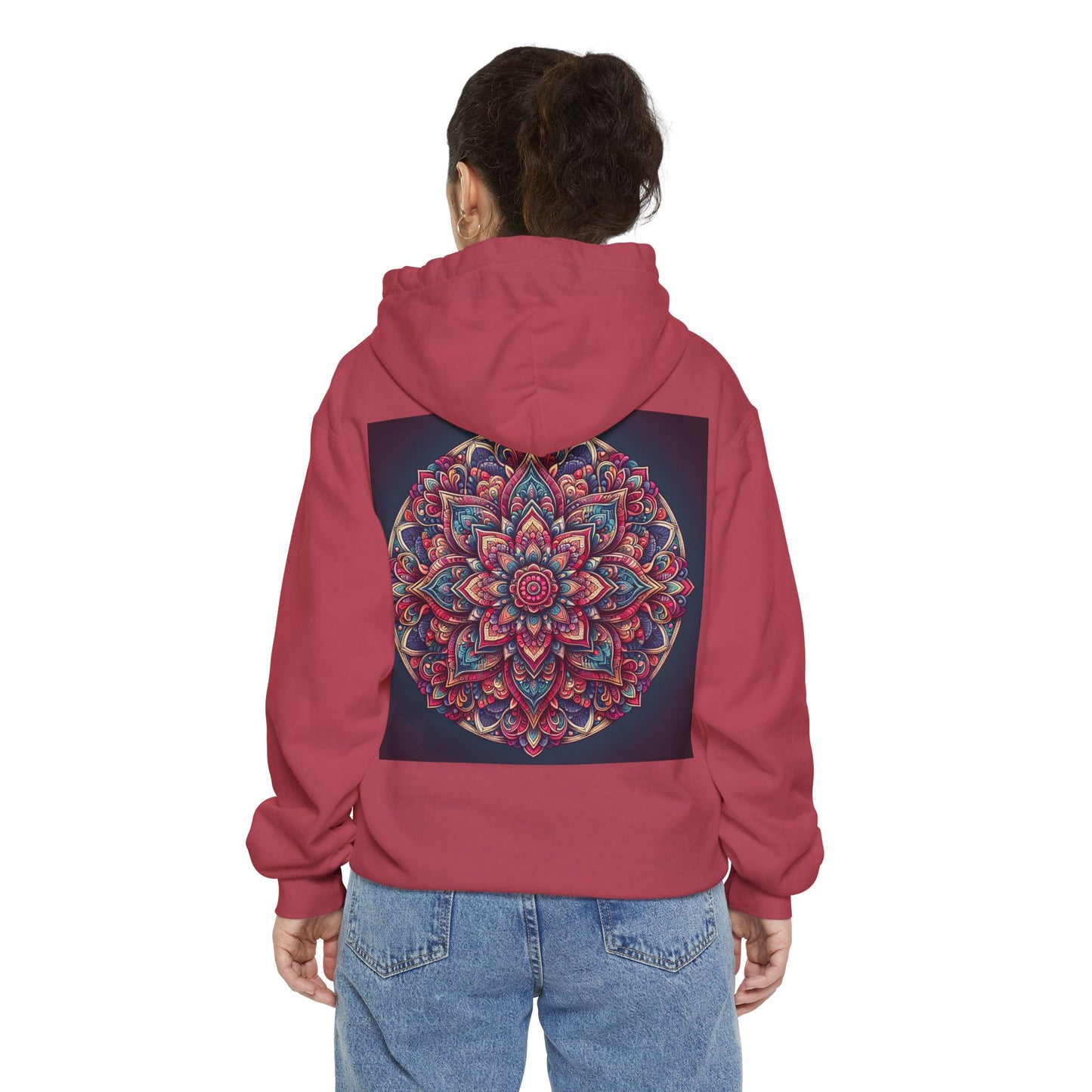 Garment-Dyed Mandala Hoodie - Cozy Floral Art Sweatshirt