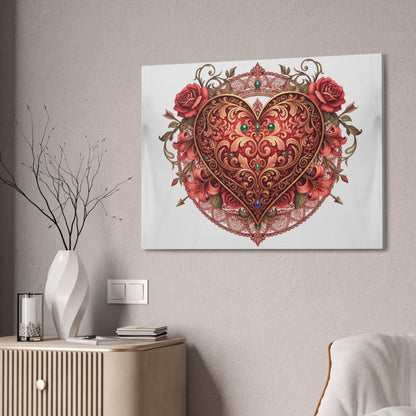 Mandala Heart Canvas Print — Spiritual 'Love' Wall Art, Stretched 1.5"