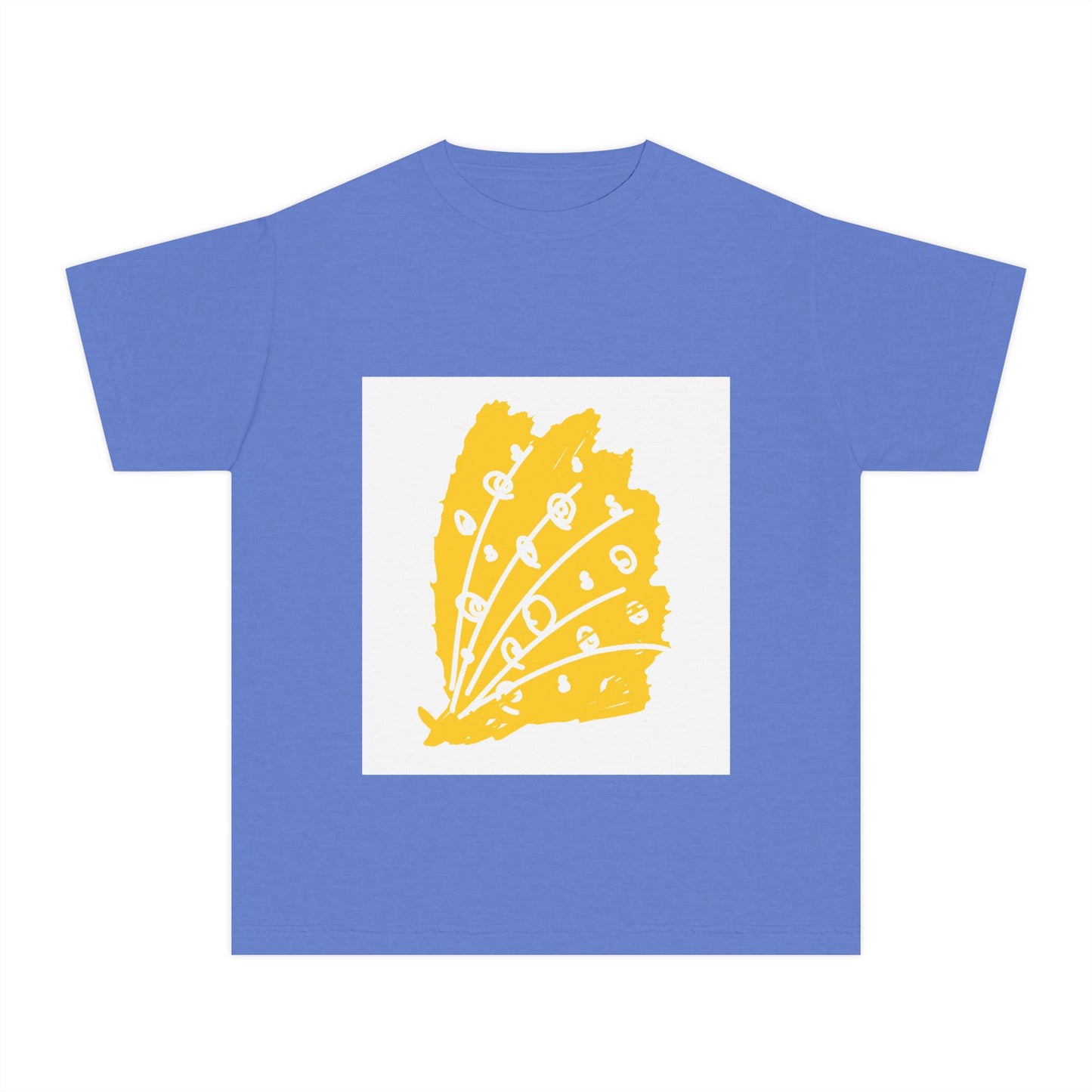 Sunny Leaf Youth Tee, Casual Summer T-Shirt, Nature Inspired Youth Shirt, Gifts for Kids, Eco-Friendly Apparel