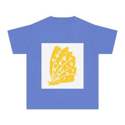 Sunny Leaf Youth Tee, Casual Summer T-Shirt, Nature Inspired Youth Shirt, Gifts for Kids, Eco-Friendly Apparel