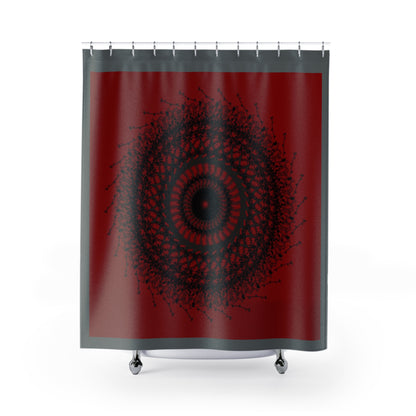 Abstract Dark Red Shower Curtain | Modern Bathroom Decor | Unique Geometric Design