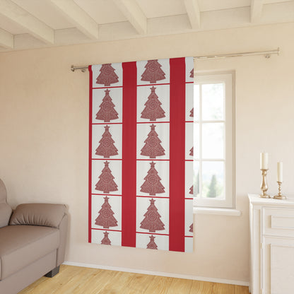 Holiday Curtain Panel — Red Mandala Christmas Tree Window Curtain
