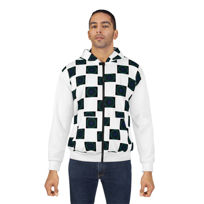 Geometric Print Unisex Zip Hoodie, Cozy Zip-Up Jacket, Stylish Layering Piece, Unique Patterned Hoodie, Perfect Gift for Men and Women