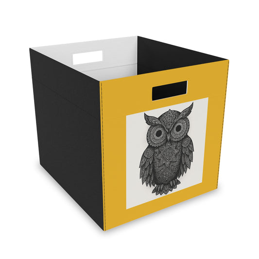 Mandala owl Design Felt Storage Box, Stylish Organizing Basket for Home Decor, Gift for Animal Lovers, Nursery Storage, Modern Decor