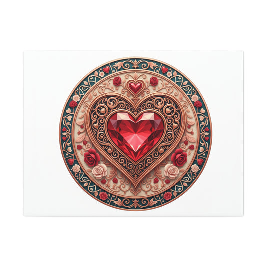 Heart Gem Mandala Canvas Print