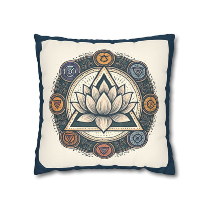 Meditative Lotus Faux Suede Pillowcase, Boho Home Decor, Meditation Gift, Yoga Room Accessories, Chakra Art Cushion, Zen Living