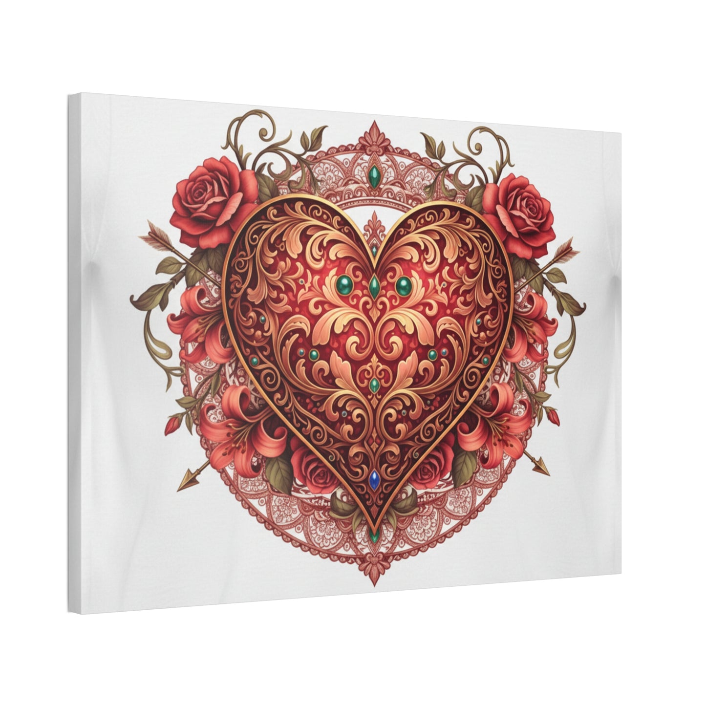 Mandala Heart Canvas Print — Spiritual 'Love' Wall Art, Stretched 1.5"