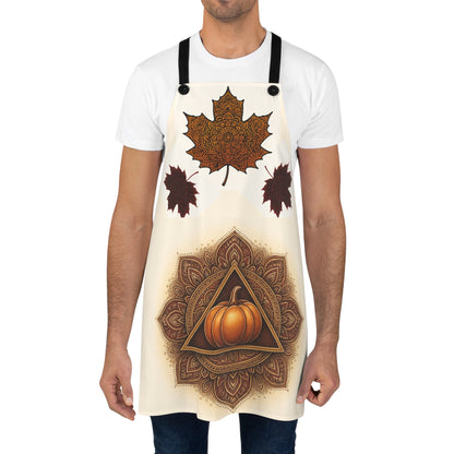 Fall-Themed Apron, Cozy Cooking Apron, Pumpkin Design Apron, Thanksgiving Gift for Chefs, Autumn Kitchen Accessory, AOP Apron