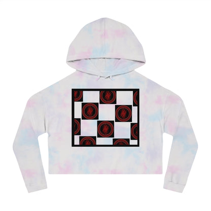 Chic Women's Cropped Hoodie with Abstract Red Design, Stylish Streetwear, Trendy Layering Piece, Perfect Gift for Her, Cozy Casual Wear