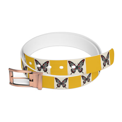 Butterfly Print Belt, Stylish Fashion Accessory, Vegan Leather Adjustable Belt for Women, Unique Gift for Her, Boho Chic Style