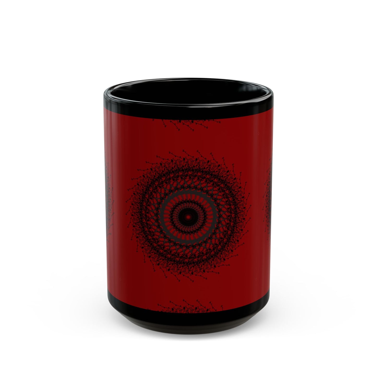 Red Mandala Black Mug - Artistic Tea/Coffee Cup for Home & Office