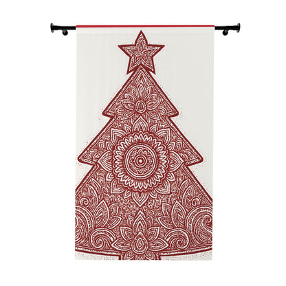 Holiday Curtain Panel — Red Mandala Christmas Tree Window Curtain