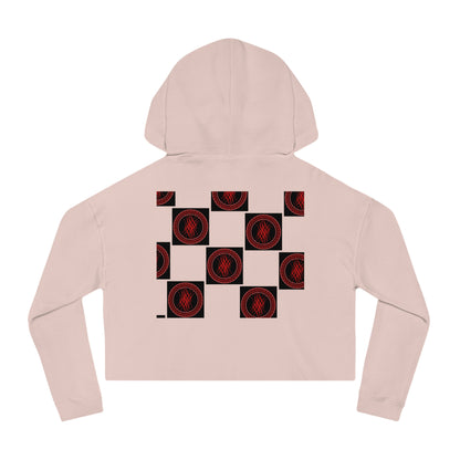 Chic Women's Cropped Hoodie with Abstract Red Design, Stylish Streetwear, Trendy Layering Piece, Perfect Gift for Her, Cozy Casual Wear
