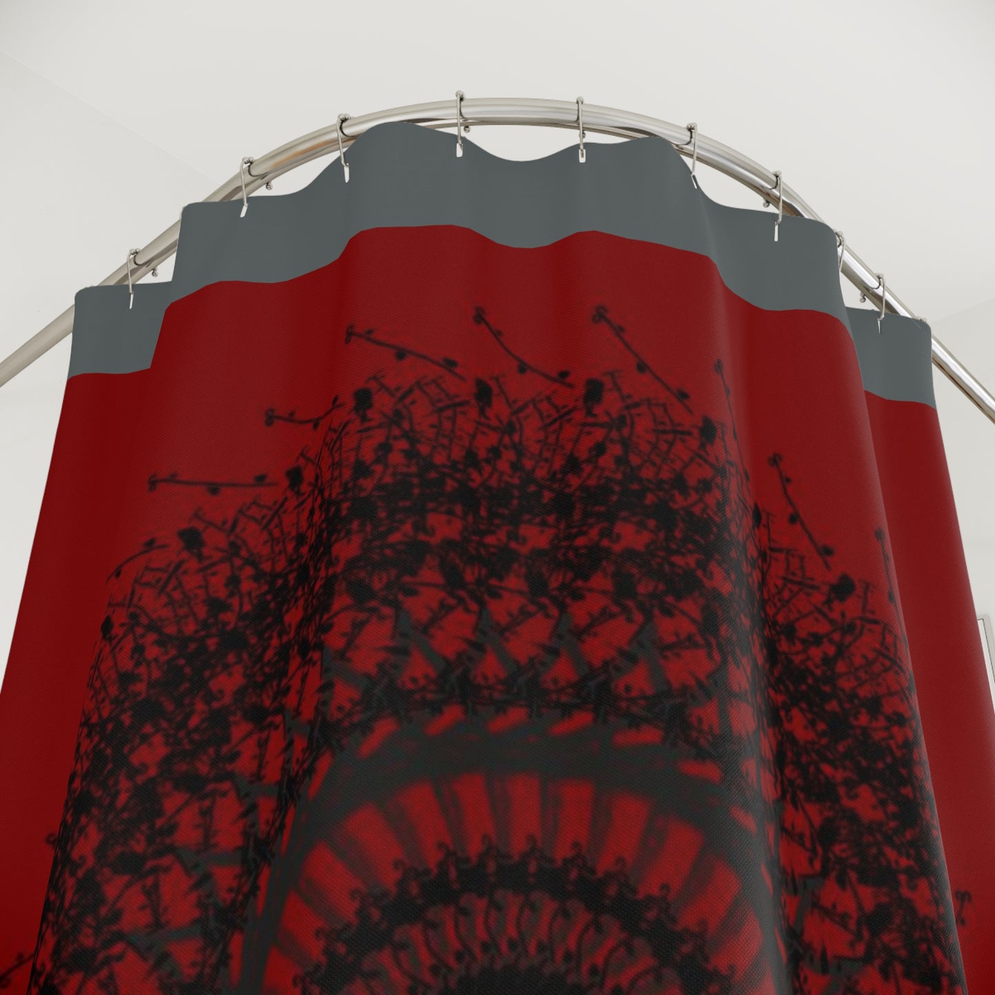 Abstract Dark Red Shower Curtain | Modern Bathroom Decor | Unique Geometric Design