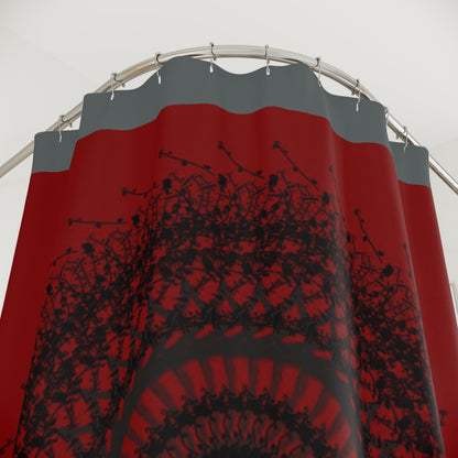 Abstract Dark Red Shower Curtain | Modern Bathroom Decor | Unique Geometric Design