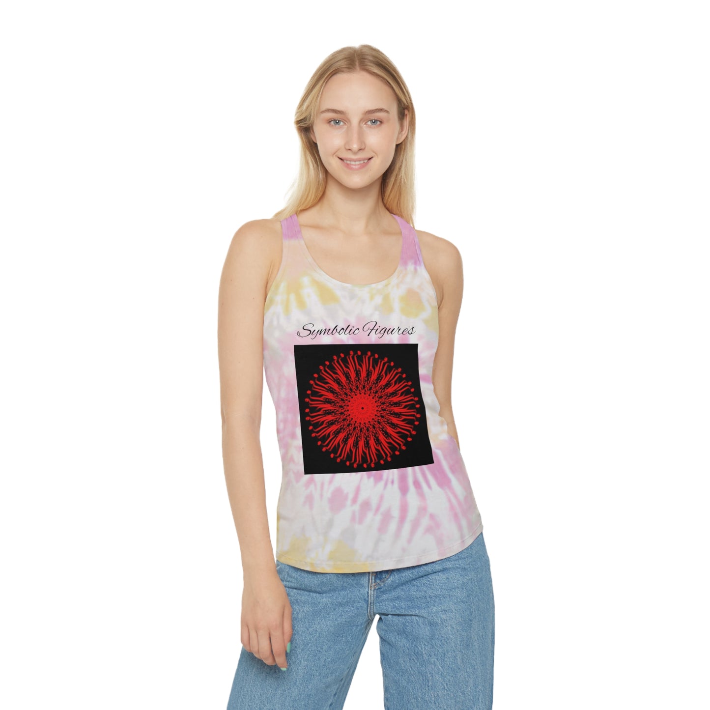 Vibrant Tie Dye Racerback Tank Top, Boho Summer Top, Festival Wear, Yoga Shirt, Beach Outfit, Art-Inspired Activewear