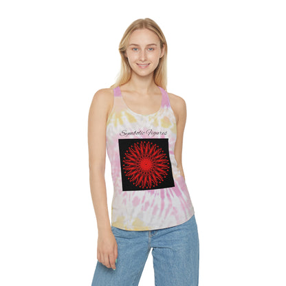 Vibrant Tie Dye Racerback Tank Top, Boho Summer Top, Festival Wear, Yoga Shirt, Beach Outfit, Art-Inspired Activewear