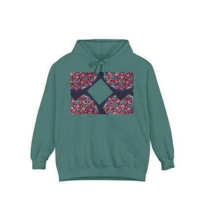 Garment-Dyed Mandala Hoodie - Cozy Floral Art Sweatshirt