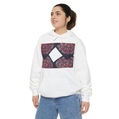 Garment-Dyed Mandala Hoodie - Cozy Floral Art Sweatshirt