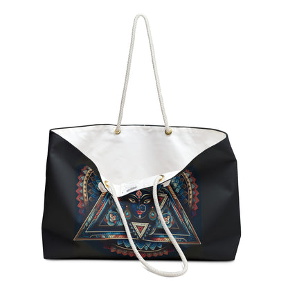 Boho Weekender Bag with Mandala Design, Yoga Travel Tote, Gym Bag, Overnight Essentials, Festival Accessory, Spiritual Gift