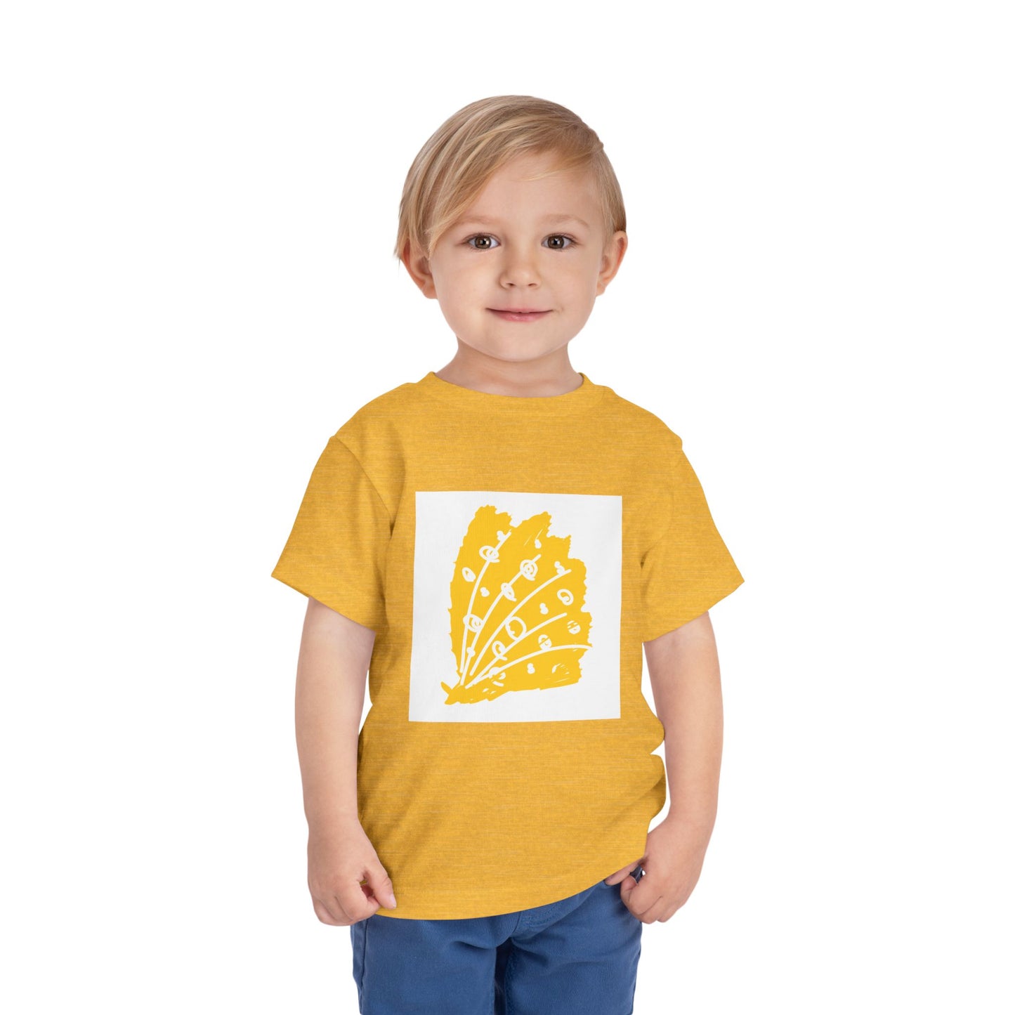 Sunny Leaf Toddler Tee, Cute Kid's Shirt, Summer Outfit, Nature Inspired Tee, Gift for Toddlers, Playtime Clothing, Eco-Friendly Tee