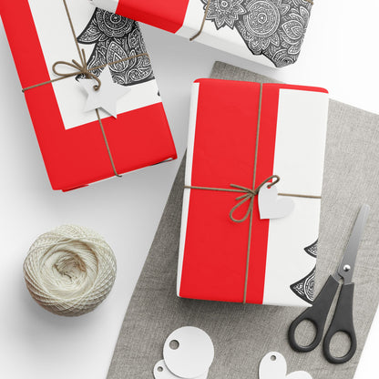 Christmas Tree Wrapping Paper - Red Square Holiday Gift Wrap