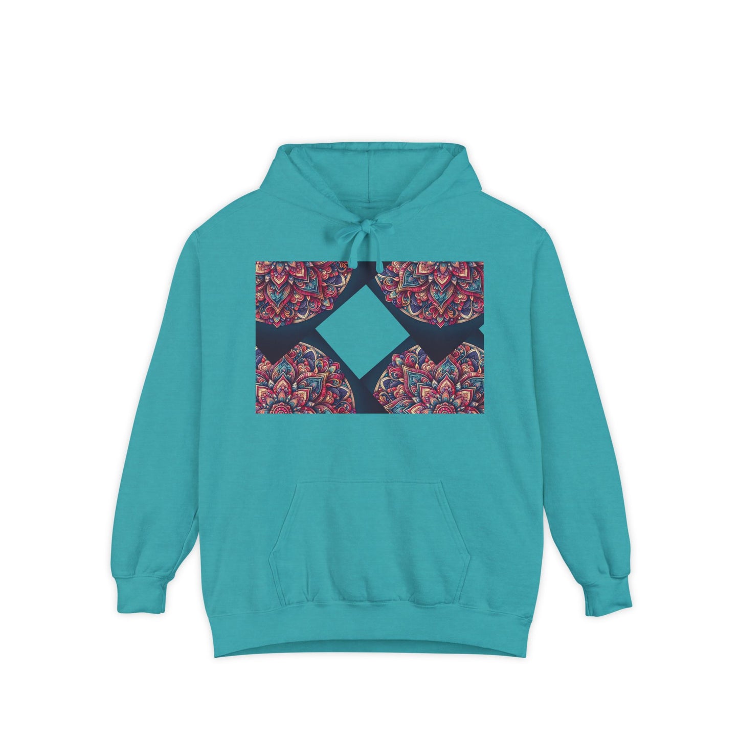 Garment-Dyed Mandala Hoodie - Cozy Floral Art Sweatshirt