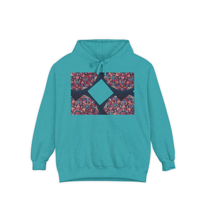 Garment-Dyed Mandala Hoodie - Cozy Floral Art Sweatshirt